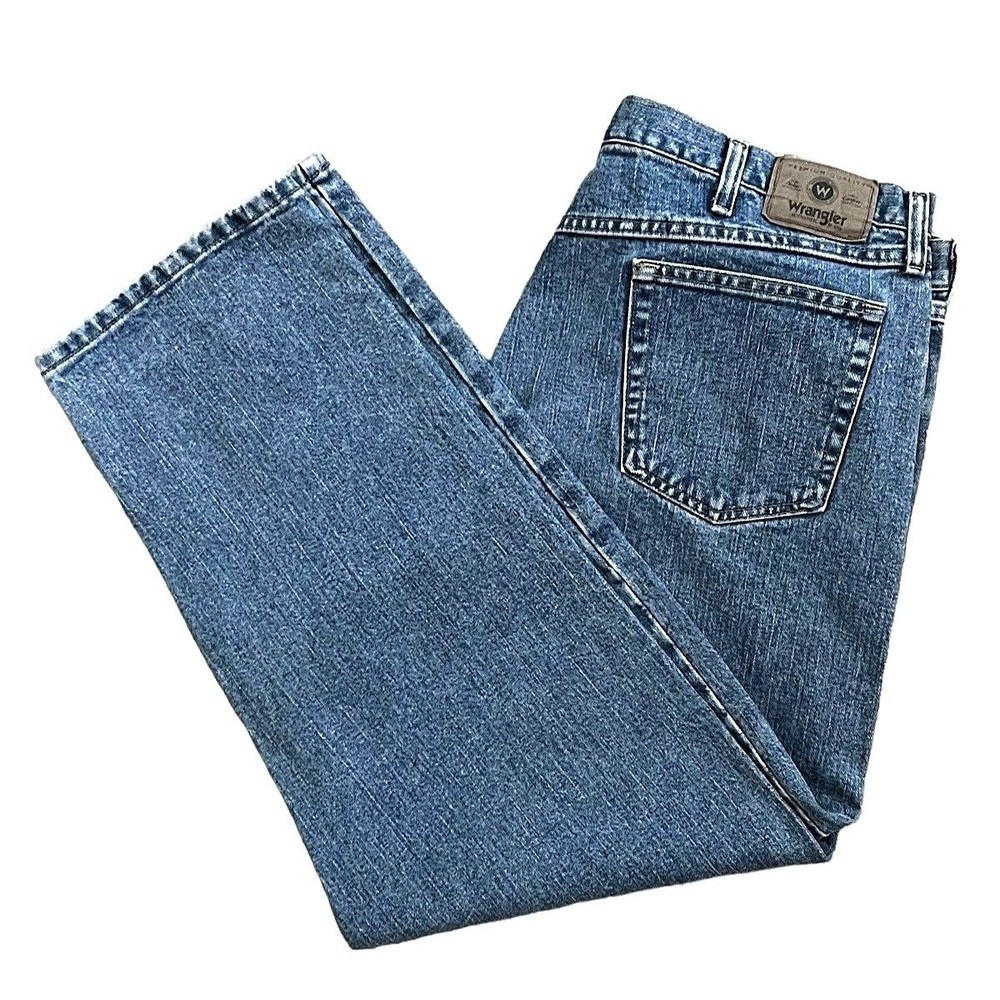 Wrangler Premium Mens 42x30 XL Relaxed Fit Jeans Dark Wash Denim 97601VR
